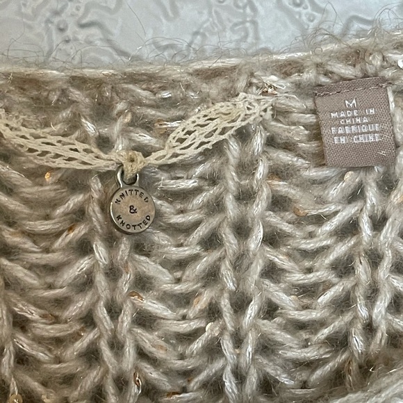 Anthropologie Knitted and Knotted Sunstitch Sequined Sweater M - Picture 5 of 6